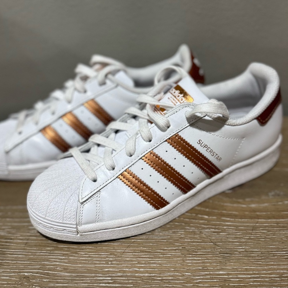 Brand New - Never worn. Adidas Superstar Women’s Shoes - White and Gold
